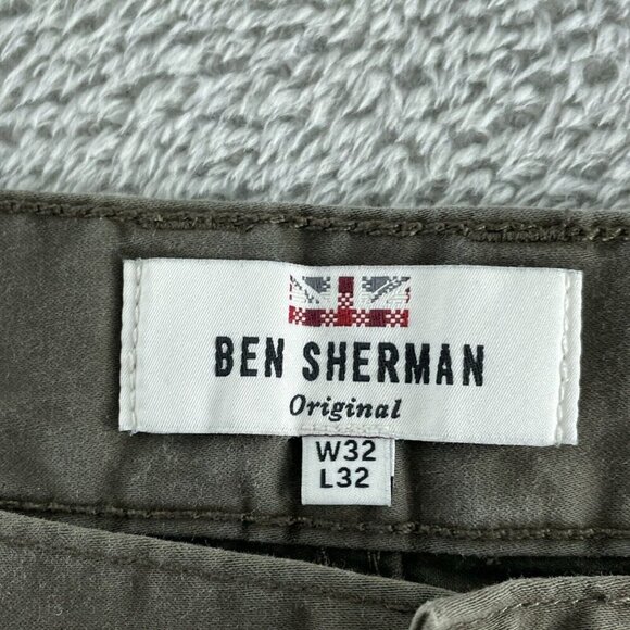 Ben Sherman Mens Olive Chino Pants W32 L32 Cotton & Spandex 0901 - Picture 3 of 10